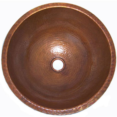 Mexican Copper Hammered Patina Sink -- s6015 Round Plain